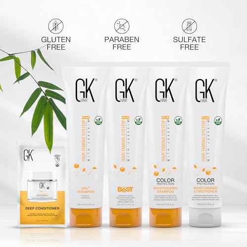 GK HAIR Global Keratin The Best Smoothing Keratin Treatment Kit (3.4 Fl Oz/100ml) Professional Brazilian Complex Blowout Straightening For Silky Smooth & Frizzy Hair