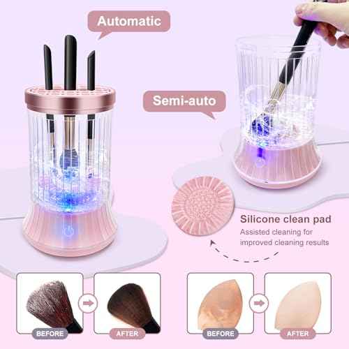 GKZ Electric Brush Cleaner Machine, High Speed Fast Cleaning Plug-in Power Brush Cleaner Ideal for Makeup Brushes & Sponges ? Perfect for Home & Professional Use