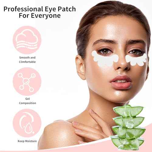 50 Pairs Eye Gel Pads, Lint Free Under Eye Patches for Eyelash Extensions, Premium Eye Mask Beauty Tool Kit (Pink)