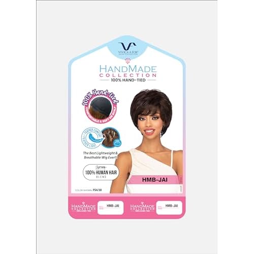 Vivica A. Fox HMB-JAI, Handmade & Hand-tied Wig, Supreme Human Hair Blend, Color FS4/30