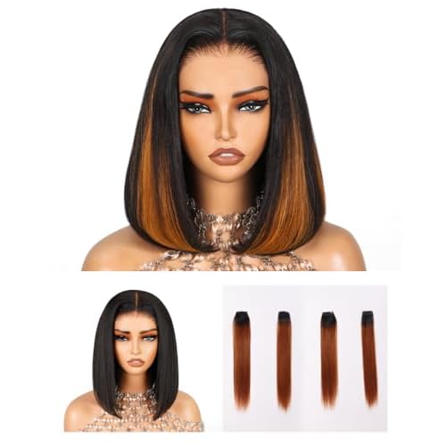 Arabella Hair Wear and Go Glueless Bob Wig Human Hair with 100g 4 pcs Brown Hair Clips 12inch 6x6 HD Lace Front Bob Wigs for Black Women Pre Cut Pre Plucked Pre Bleached Knots