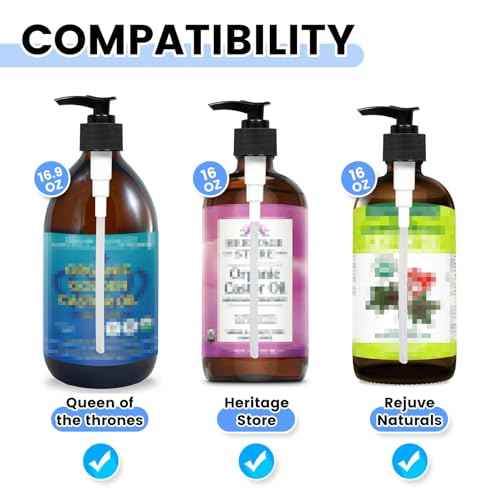 Dispenser Pump Compatible with Queen of The Thrones Castor Oil &Heritage Store and RejuveNaturals Castor Oil,Mess Free,3 Pack Pump for 16oz Castor Oil Bottle£¨Oil not Included£©