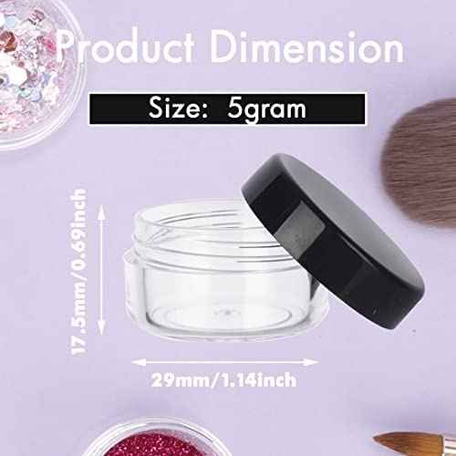 5 Gram Sample Containers with Lids, 50 Count 5ML Sample Jars, Empty Cosmetic Containers with Lids, Small Makeup Travel Containers for Glitter, Lotion, Cream, Beads, with Labels, Mini Spatulas