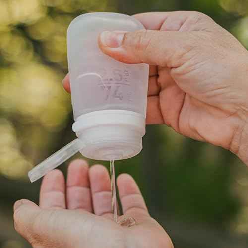 humangear GoToob+ (Medium) | Refillable Silicone Travel Bottle | Locking Lid | Food-Safe Material | Clear, Medium (2.5 fl.oz.; 74ml)