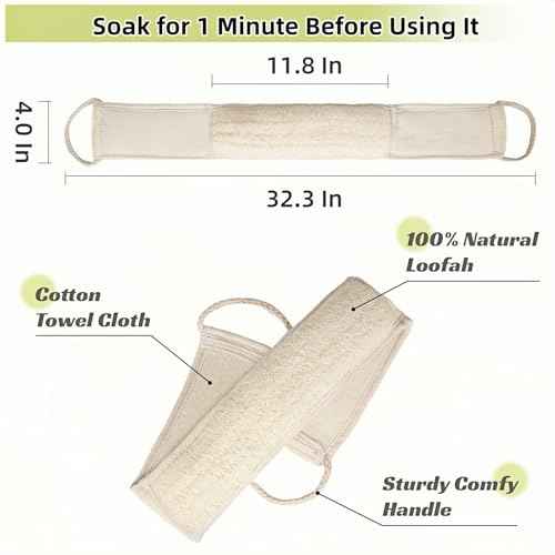 Natural Loofah Sponge Back Scrubber for Bath Shower, Exfoliating Body Scrubber, Shower Loofah Scrubber for Men and Women, Bath Sponge, Body Scrub, to Clean Your Body Deeply, Invigorate Your Skin