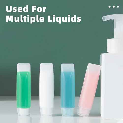6 Pcs 1 oz Travel Size Toiletries Refillable Travel Bottles, Squeeze Travel Toiletry Bottles with Labels for Toiletry Makeup Travel Containers