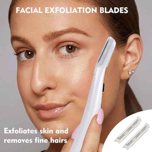 6 Pack Replacement Heads for Finishing Touch Flawless Dermaplane Glo Facial Exfoliation Tool, Replacement Blades for Flawless Dermaplane Razor- Include Replace Tray + Clean Brush