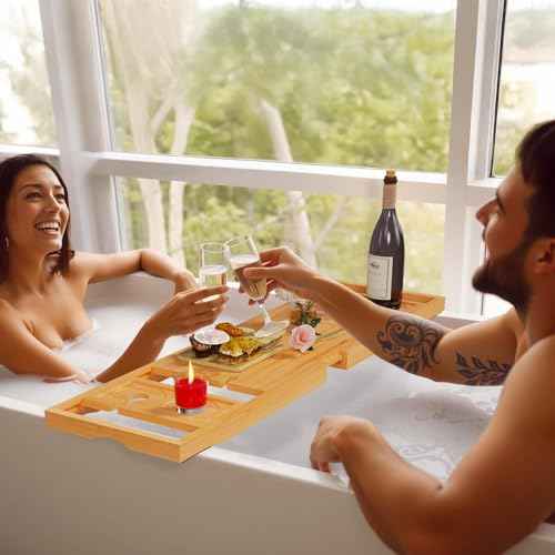 Bathtub Tray,Bath Tray for Tub,Bath Tub Tray Wood,Bath Caddy Tray for Bathtub,Bathtub Trays for Tub, As Gifts for Women Or House Warming Gifts New Home