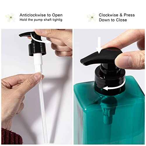 Shower Pump Bottles, Yebeauty 2pcs 17oz 500ML Refillable Pump Bottle Lotion Soap Dispenser Liquid Container Plastic Soap Dispenser for Shampoo Kitchen,Bathroom Body Wash, Sea Green
