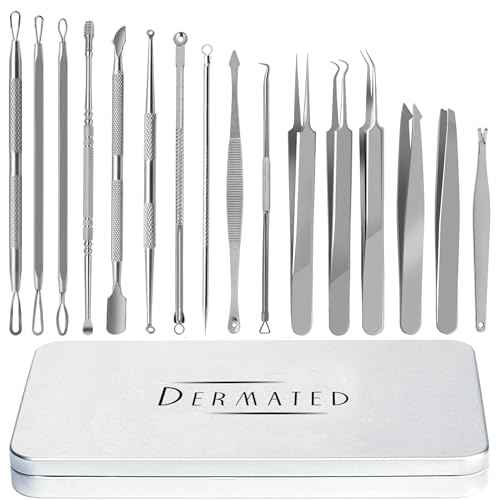 [16 Pcs] Blackhead Remover Tools 2025 Latest Pimple Popper Tool Kit | Stainless Steel Professional Pimple Extractor Tool Kit for Blackheads, Blemish, Comdone, Acne, Zit, and Whiteheads for Face & Nose