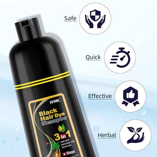 Ivnil Black Hair Dye Shampoo 3 in 1 Color Shampoo for Women & Men for Gray Hair Coverage for Instant Champu Para Canas