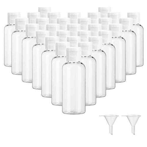 30 Pcs 2 oz Clear Plastic Empty Bottles with Flip Cap for Travel Size Liquids