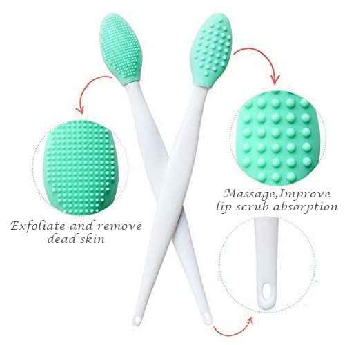 Lip Scrub Brush,Lip Scrubber Exfoliator,Double-Sided Silicone Lip Exfoliating Tool,Gentle Lip Exfoliator Scrubber Brush for Smooth,Soft,Bright,and Healthy Lips(2 PCS)