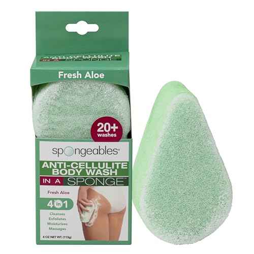 Spongeables Anti-Cellulite Body Wash in a Sponge, Moisturizer and Exfoliator, 20+ Washes