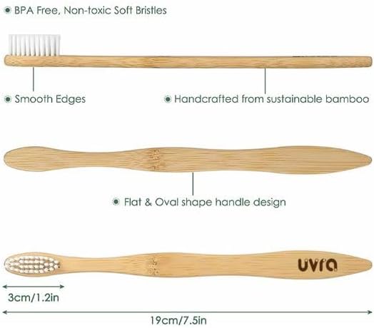 Bamboo Toothbrushes for Adults - 10 Pack Eco-Friendly, Biodegradable, Charcoal-Infused Soft Bristles Bamboo Toothbrush - Sustainable Plastic Free, Compostable Natural Wooden Toothbrushes