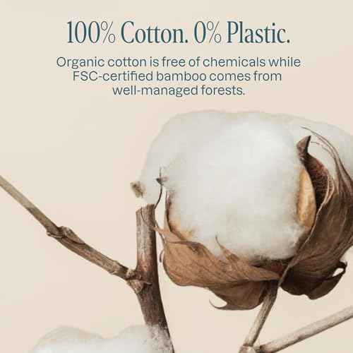 Cliganic Organic Cotton Swabs, 400 Count - 100% Pure Natural Cotton, Chlorine-Free Hypoallergenic, Soft, Gentle & Absorbent Paper Buds