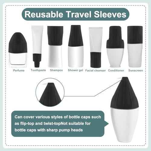 NACHLYNN 10 Pack Silicone Bottle Covers Black Silicone Travel Size Container Sleeves Travel Bottle Covers Reusable Travel Sleeves for Toiletries for Men Women Travel Toiletry Bag Accessories