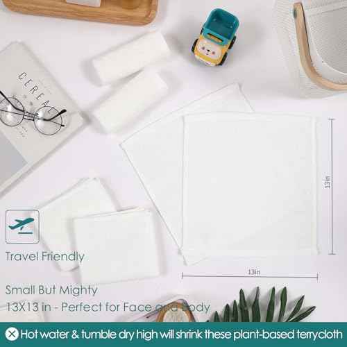 JEFFSUN Face Towels 6 Pack, 13x13 inch Extra Large White Wash Cloths on Sensitive Skin, Super Soft and Skin Friendly Bath Washcloths for Face and Body, Easy to Clean Quick Dry Facial Cleansing Cloths