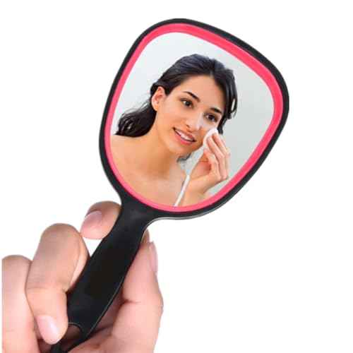 Small Hand Mirror for Travel (6.11" x 2.95'') - Standard 1X Magnification Hand held Mirror with Handle,Lightweight Handle Mirror with Hanging Hole,Single Sided Vanity Makeup Mirror for Women,Kids