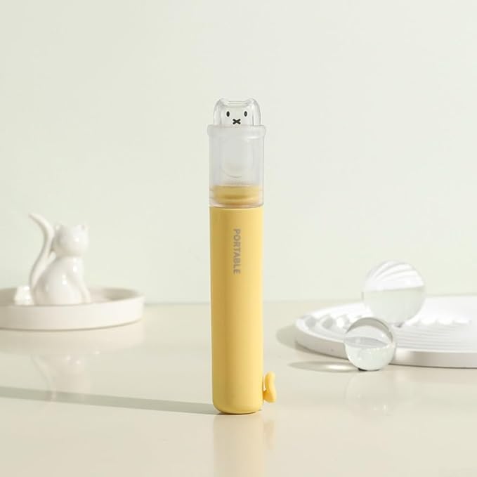 Portable 2-in-1 Travel Toothbrush Set with Compact PP Case and Soft Bristles for Gentle Cleaning, Integrated Toothpaste Storage Holder for On-the-Go Dental Care(Yellow)