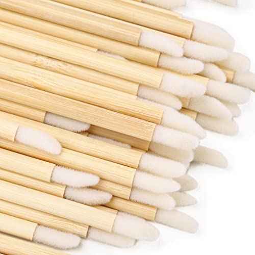 200pcs Disposable Bamboo Handle Lip Brushes Lipstick Lip Gloss Wands Applicator Makeup Tool