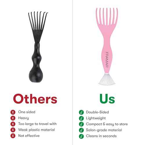 FRAMAR Premium Hair Brush Cleaner Tool ? Hairbrush Cleaner Tool, Brush Cleaner Tool for All Types, Comb Cleaner ? 2 in 1 Design Removes Hair & Build up Instantly ? Pink