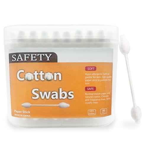 2 Packs 160pcs Safety Cotton Swabs with Large Tip, Baby Cotton Buds