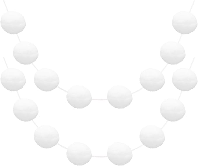 uxcell 2pcs Pom Pom Garland 6.6 Ft 30 Balls Colorful Felt Ball Garland for Wall Christmas Tree Decor Birthday Banner Easter Party Decorations, White