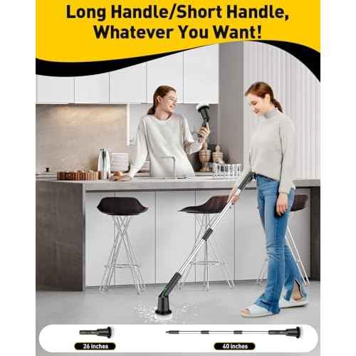 Electric Spin Scrubber for Cleaning Bathroom, Shower Scrubber Cordless Cleaning Brush with IPX7 Waterproof & 2 Speed, 3 Brush Heads, Bathroom Cleaning Supplies for Toilet Shower Tub Black