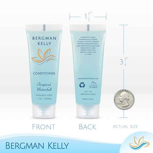 BERGMAN KELLY Hotel Toiletries Bundle (Tropical Waterfall, 1 oz each, 200 Pieces) 4-Piece Set: 50 Rectangular Bar Soap, 50 Shampoo, 50 Conditioner & 50 Body Lotion - Bulk Mini Guest Amenities