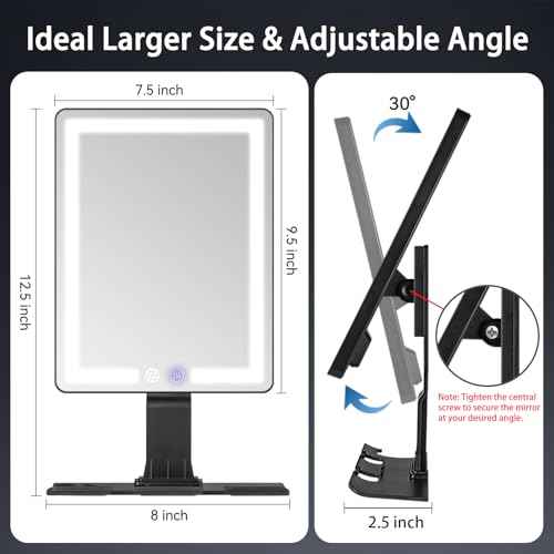 DESCHEN 2025 Updated Heated Shower Mirror Fogless for Shaving Men with 3 Color Lights, 5000mAh Rechargeable Anti Fog Shaving Mirror for Shower Fogless, 12.5¡¿8" Borderless Mirror with Razor Holder