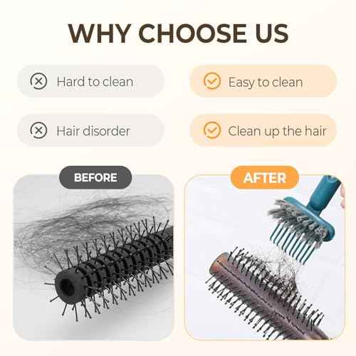 2-in-1 Comb Cleaner with Pick and Bristles, Comb Cleaning Brush, Effortlessly Removes Hair, Hairbrush Cleaner Tool Rake, Hairbrush Cleaning Tool Home and Salon Use (Orange)