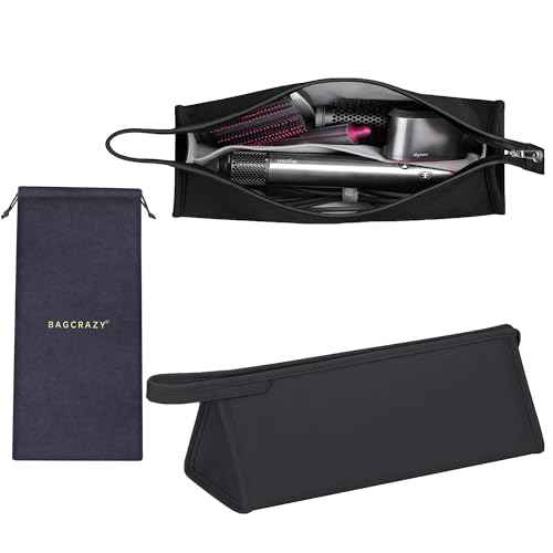 Pu Leather Travel Case Compatible with Dyson Airwrap Styler/Shark Flexstyle, Portable Carrying Case for Dyson Supersonic Hair Dryer, Shockproof Protection Organizer Bag Travel Storage Bag, Black