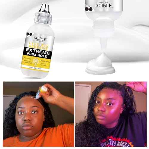 Wig Glue 1.28OZ, Waterproof Lace Front Adhsive for Wigs with Tools and Hair Wax Stick (Lace Adhesive/Wig Glue Remover/Wax Stick/Edge Control Wax/Elastic Band/Hair Dual Drush/Wigs Caps)