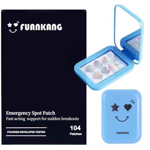 Pimple Patches for Face Hydrocolloid Covers, Yellow green Patches, laser heart-shaped patches , With a mirror case for travel (Large size, 104 Count)
