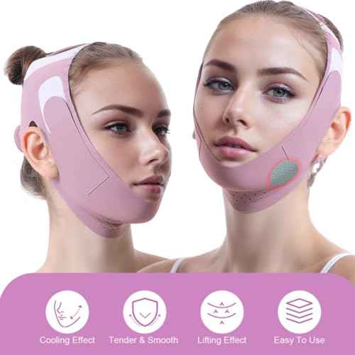 Graphene V-Line Mask Chin Up Mask V Shaped Face Mask Chin strap for sleeping,Jawline Shaper,Lilac,Small