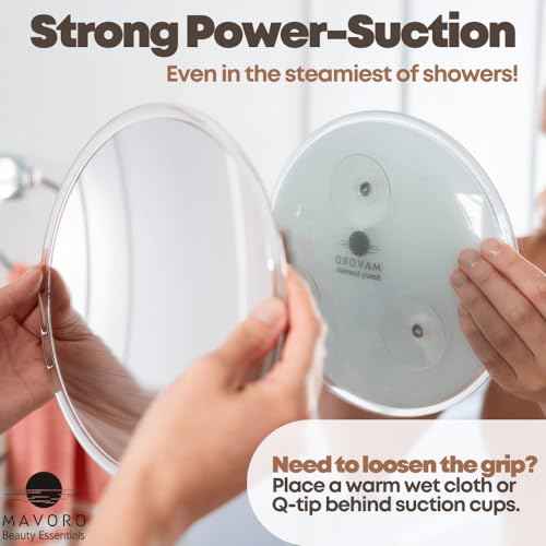 Mavoro 9'' Magnifying Mirror with 3 Strong Suction Cups | 10X Magnification | Portable Travel Makeup & Cosmetic Mirror (10X)