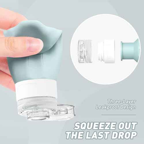 Redfly Travel Bottles for Toiletries, Tsa Approved 3oz Travel Size Containers, Leak Proof Silicone Squeezable Containers for Toiletries, BPA Free Refillable Essentials for Shampoo Conditioner Gray