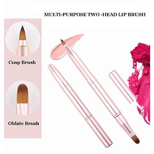 Exquisite Professional Lip Brush Applicators-Retractable Lipstick Brushes- Lipstick Gloss Makeup Brush Tool For Women and Girls (Two-Head)