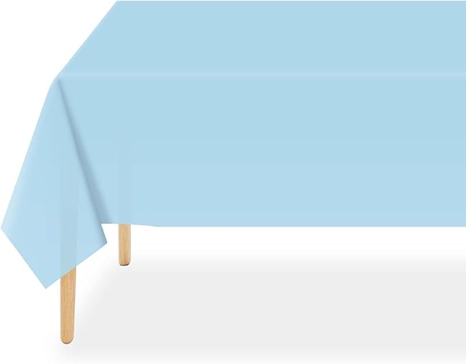 QIKSION Light Blue Plastic Table Cloth Disposable 6 Pack, 54 x 108 Inch Tablecloths for Baby Shower Birthday Party, Easter Decorations, Rectangle Table Cover