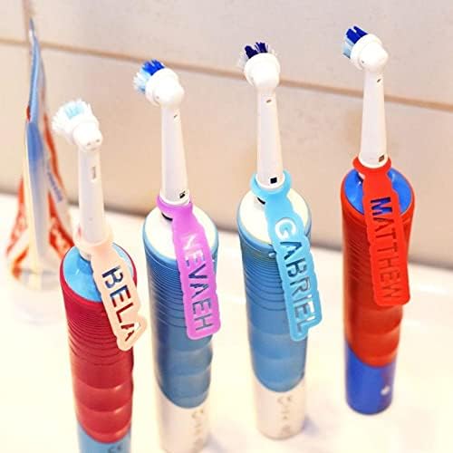 Personalized Labels for Toothbrush. Custom Toothbrush Name Tags. Identifier and Organizer Accessories for Bathroom Storage & Decor. Set of 2 Silicone Markers - Different Names and Colors