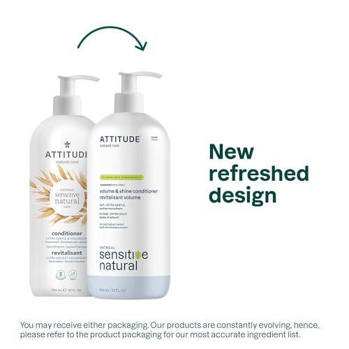 ATTITUDE Hair Conditioner for Sensitive Dry Scalp, Soothing Oat, Naturally Derived Ingredients, Dermatologically Tested, Vegan Detangler, Extra Gentle, 32 Fl Oz (Pack of 6)