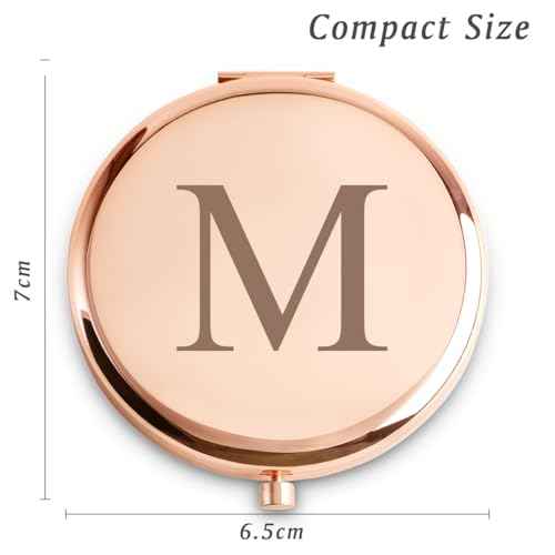 Personalized Gifts for Women Girls Her, Custom Gift for Adult Teen Kid, Initial Monogrammed Compact Mirror for Christmas, Secret Santa, Stocking Stuffers, Graduation, Birthday, Wedding