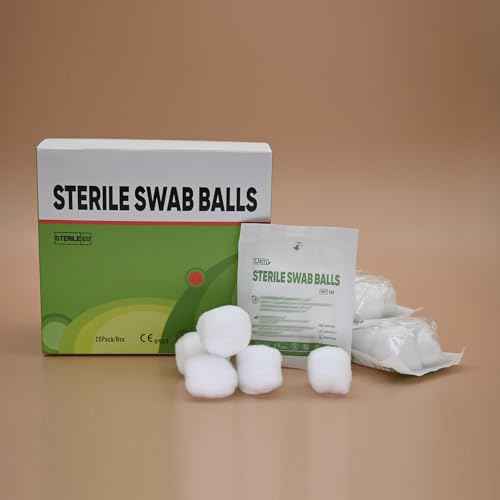 Cotton Sterile Wound Care Swabs - Individually Packaged, Sterilized (Cotton Balls (XL) (5pcs/Pack)), 1 Box