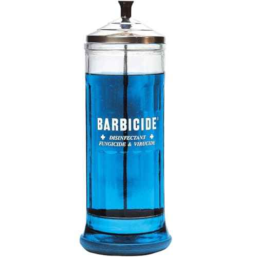 BARBICIDE Disinfecting Jar ? Durable Glass Immersion Container with Stainless Steel Lid and Tray ? Professional Salon, Spa & Barber Tool Sanitizer for Combs, Brushes & Implements - (Large - 37 Fl Oz)