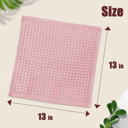 Cleanbear Waffle Wash Cloths Set of 12, Cotton Washcloths for Body and Face, 13¡± x 13¡±, 6 Assorted Colors
