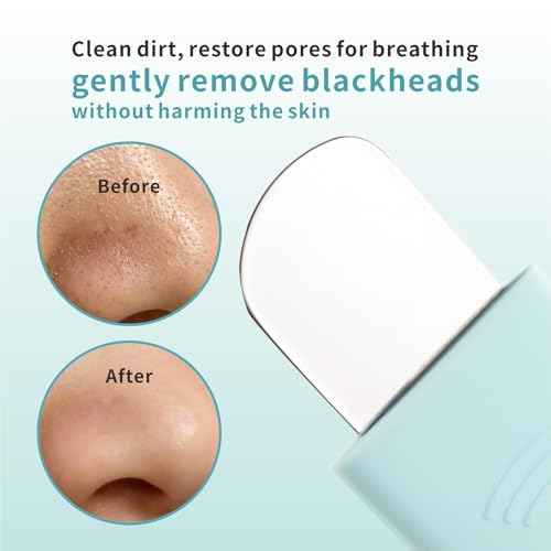 Blackhead Remover Tool,Black Head Remover for Face Nose-2 in 1 Pore Cleaning Brush Face Scrubber Skin Care Scraper Mask Applicator Spatula for Men Women Deep Cleansing (Blue)