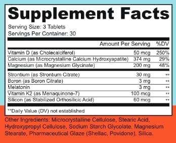 LIVELY VITAMIN CO. Osteo Awesome - Stronger Bones, Joints & Teeth - Better Bone Density - Calcium, D3, Magnesium, Boron, Silicon, Strontium, Vitamin K2, Melatonin - 90 Vegetable Capsules
