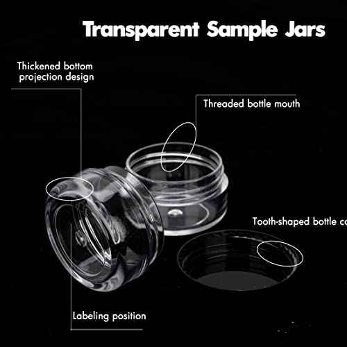 5 Gram Sample Containers with Lids, 50 Count 5ML Sample Jars, Empty Cosmetic Containers with Lids, Small Makeup Travel Containers for Glitter, Lotion, Cream, Beads, with Labels, Mini Spatulas