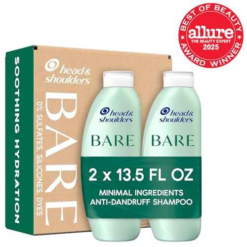 Head & Shoulders BARE Dandruff Shampoo Twin Pack, Soothing Hydration, Sulfate-Free, Silicone-Free, Dye-Free, Eco-Friendly Bottles, Safe for All Hair Types, 13.5 Fl Oz Each (Set of 2)